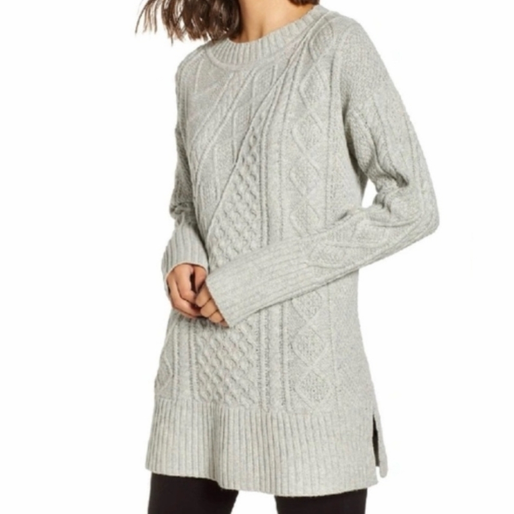J. Crew Wool Blend Cable Knit Sweater Women's XS Gray Boho Retro 90s Y2K Retro